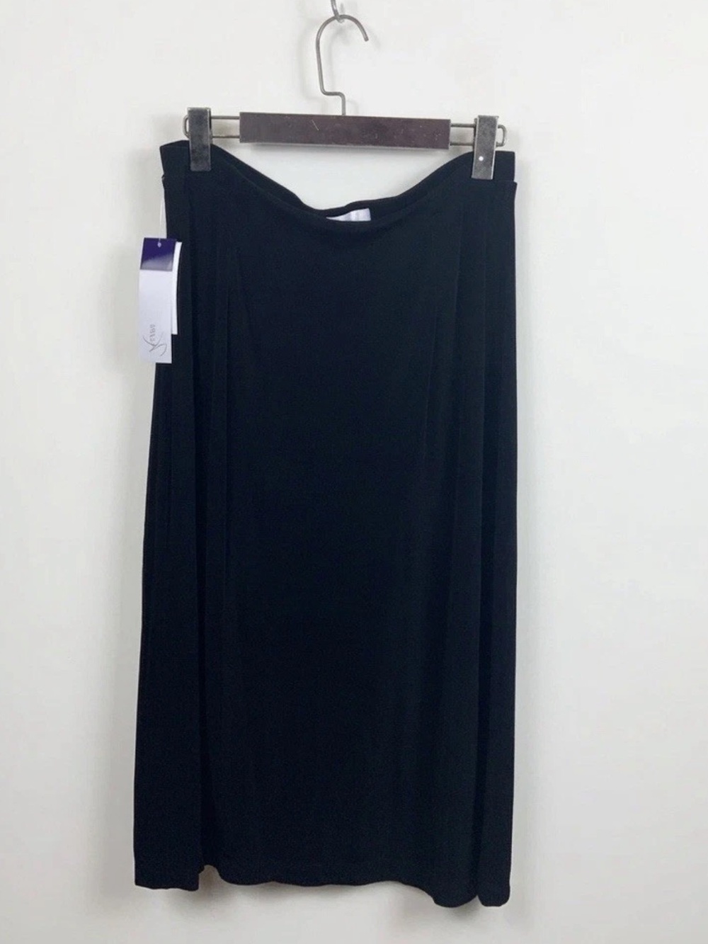 Kiara Womens XL Black Pleated Midi Maxi Skirt Stretch Elastic Waist NWT SCK003